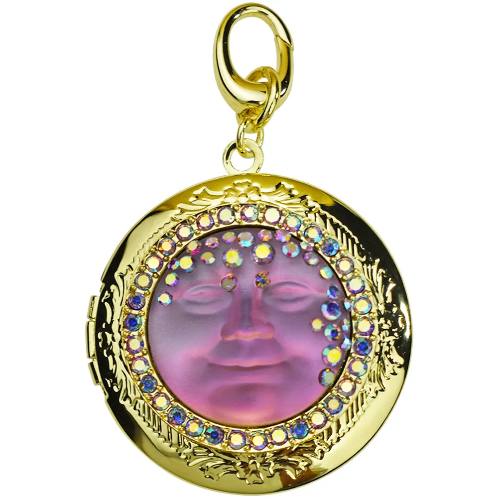 Goddess Mystic Seaview Moon Love Never Dies Locket Open Ring Charm (Goldtone/Mystic Iridis)