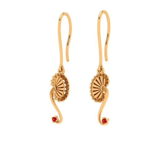 Gold Earrings Design With A Bong-fan Shape