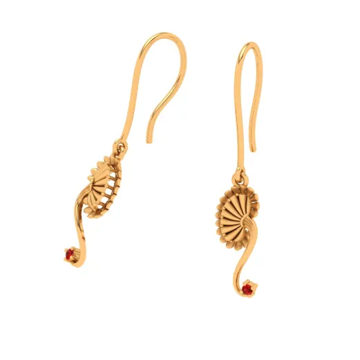 Gold Earrings Design With A Bong-fan Shape