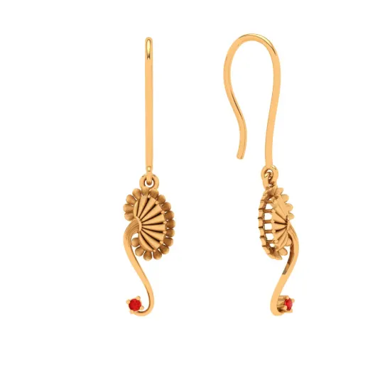 Gold Earrings Design With A Bong-fan Shape