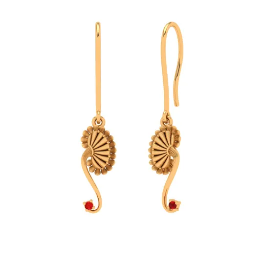 Gold Earrings Design With A Bong-fan Shape