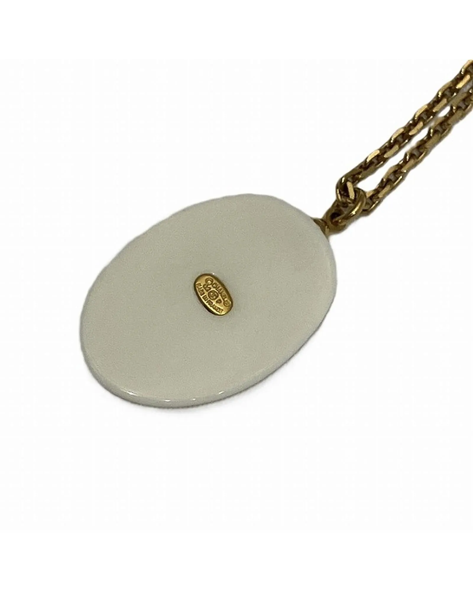 Gold Metal Camellia Necklace with White Sapphire Stone