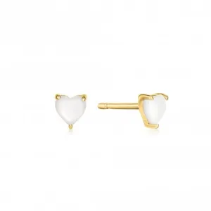 Gold Mother Of Pearl Heart Stud Earrings E034-99G