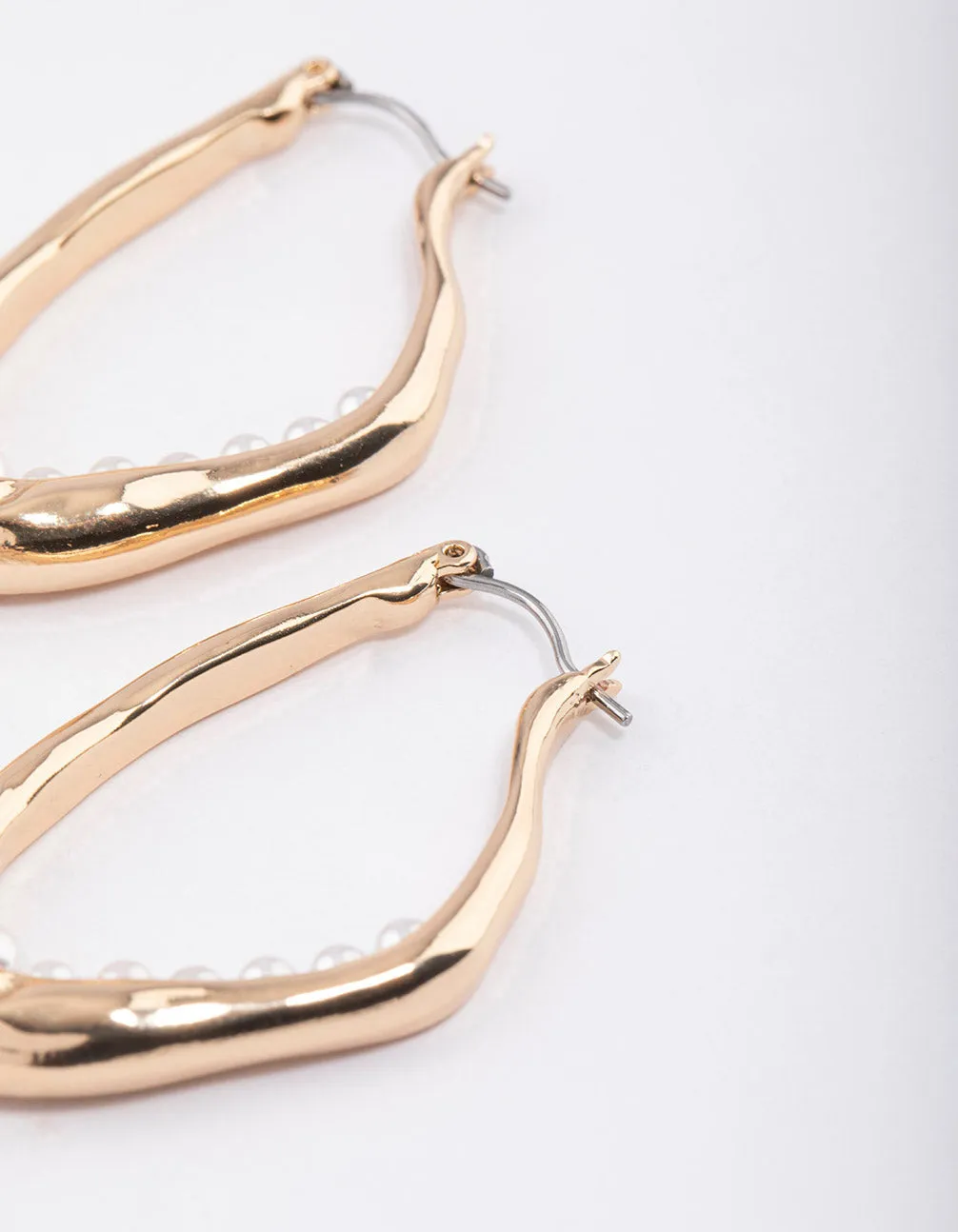 Gold Nested Pearl Hoop Earrings