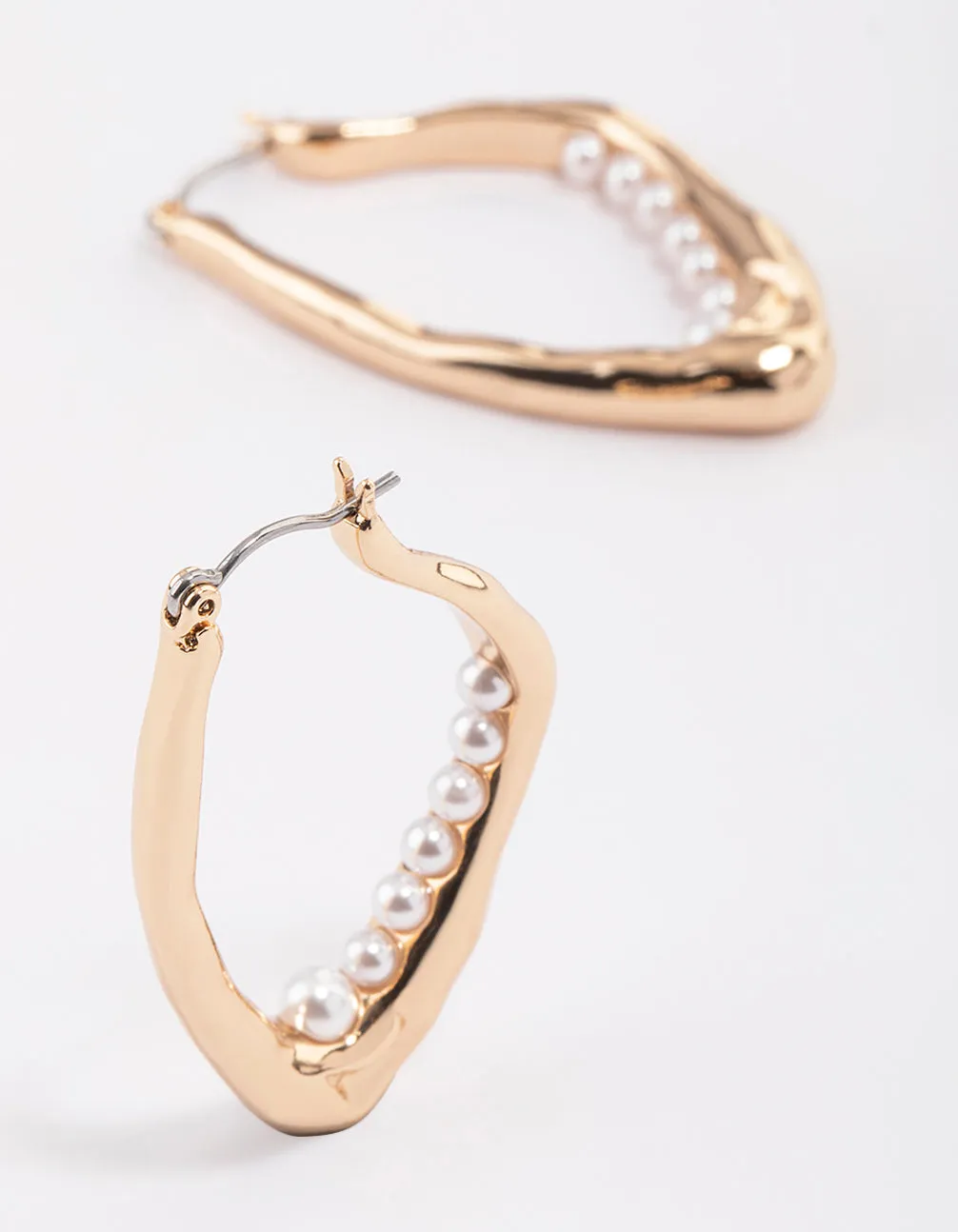 Gold Nested Pearl Hoop Earrings