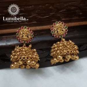 Golden Pearl Lekshmi Jhumki Earrings