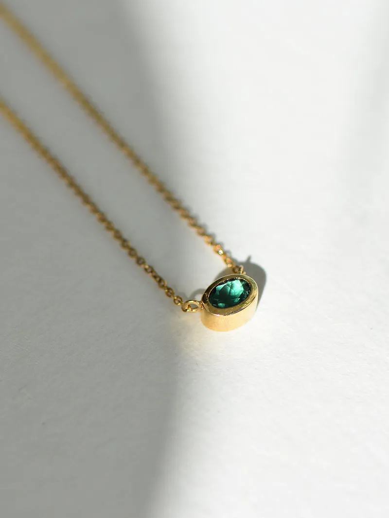 Grace Necklace with Green Sapphire - 9k Gold