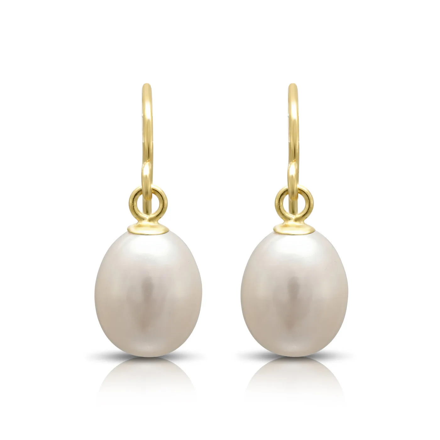 Gratia white teardrop cultured freshwater pearl earrings