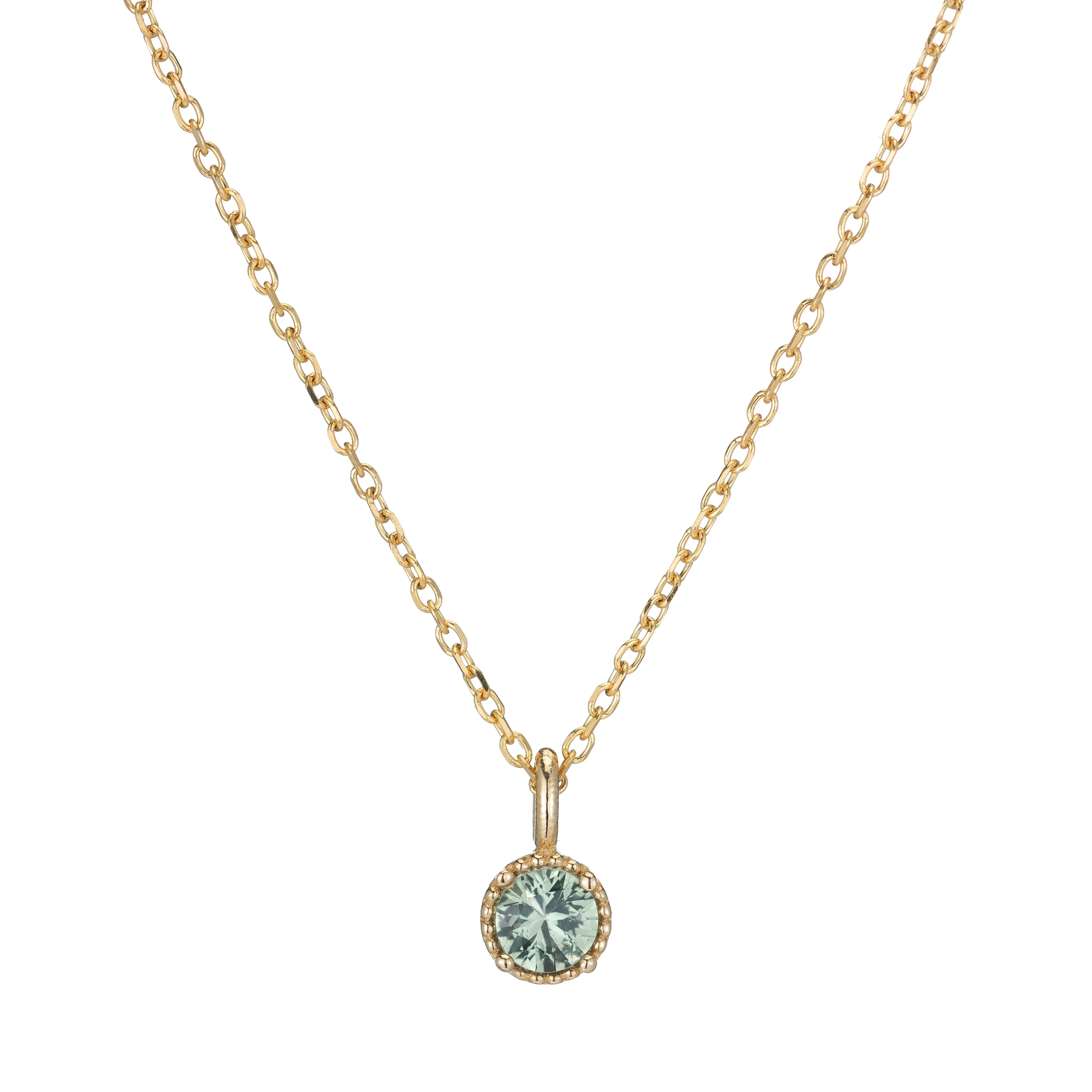 Green Sapphire Milgrain Necklace (ready to ship option)*