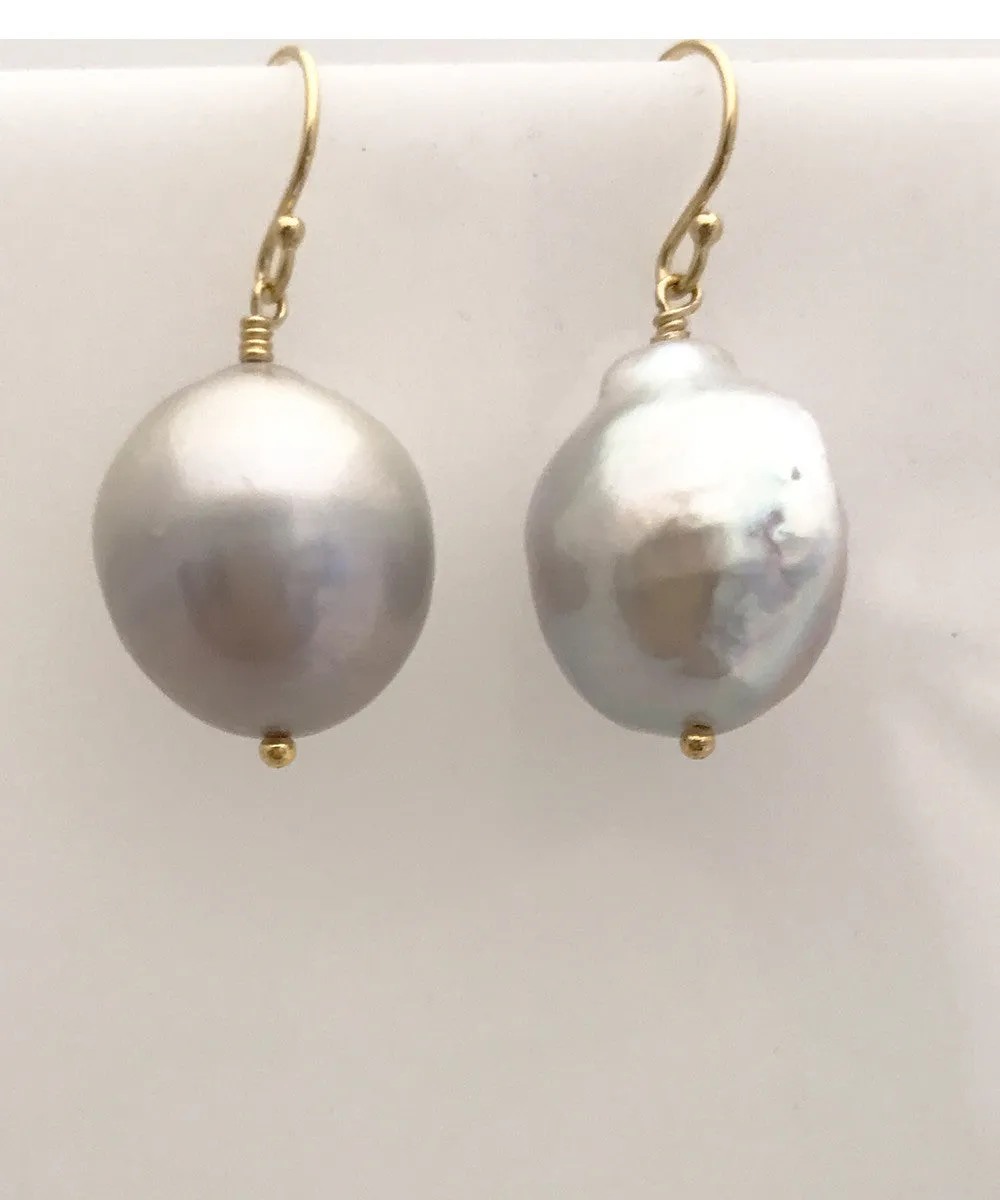 Grey Baroque Pearl Earrings