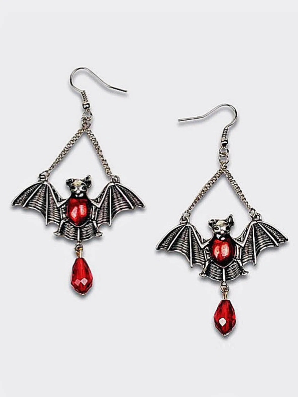 Halloween Bat Ruby Dangle Earrings