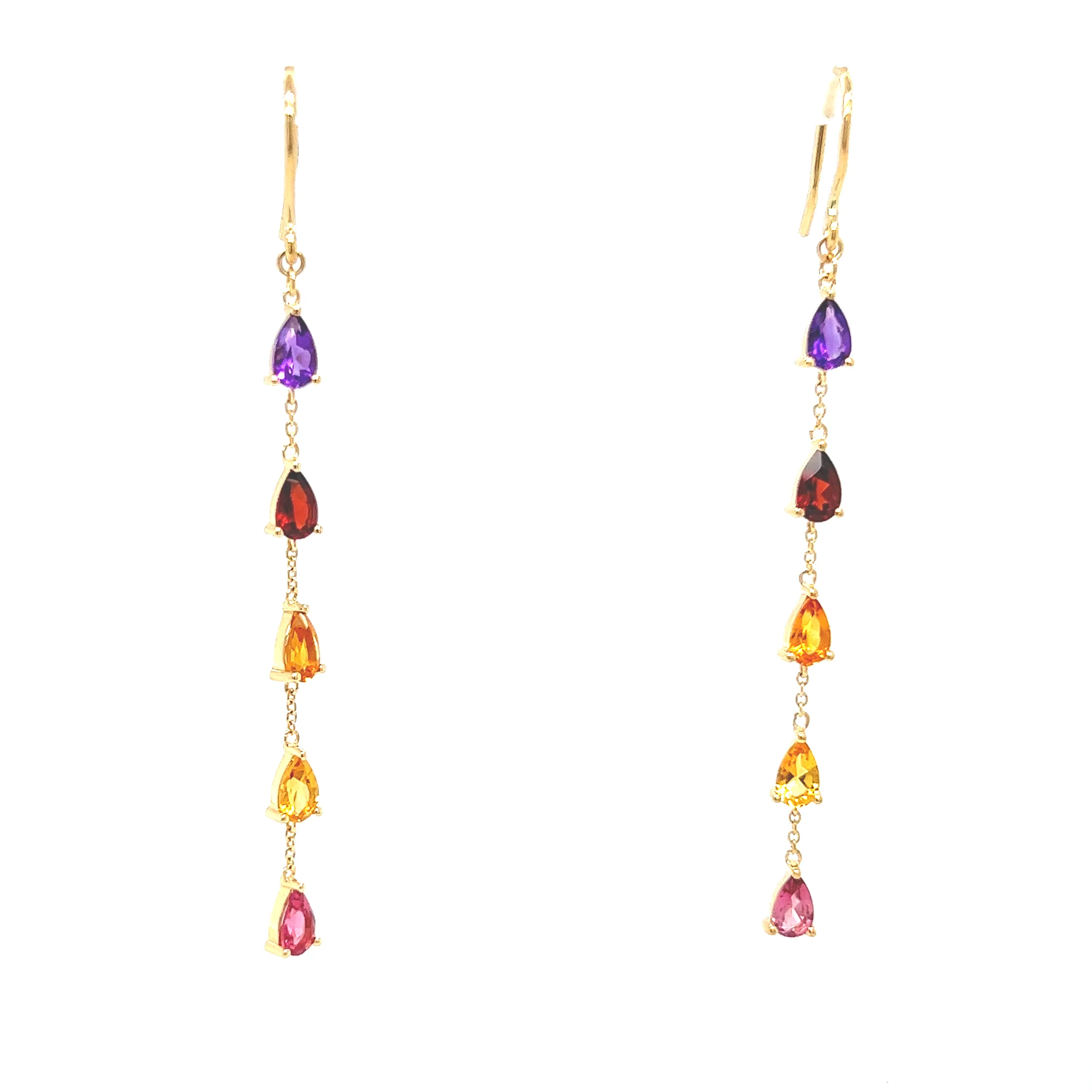 Hanging Penta Gemstone Drop Earrings