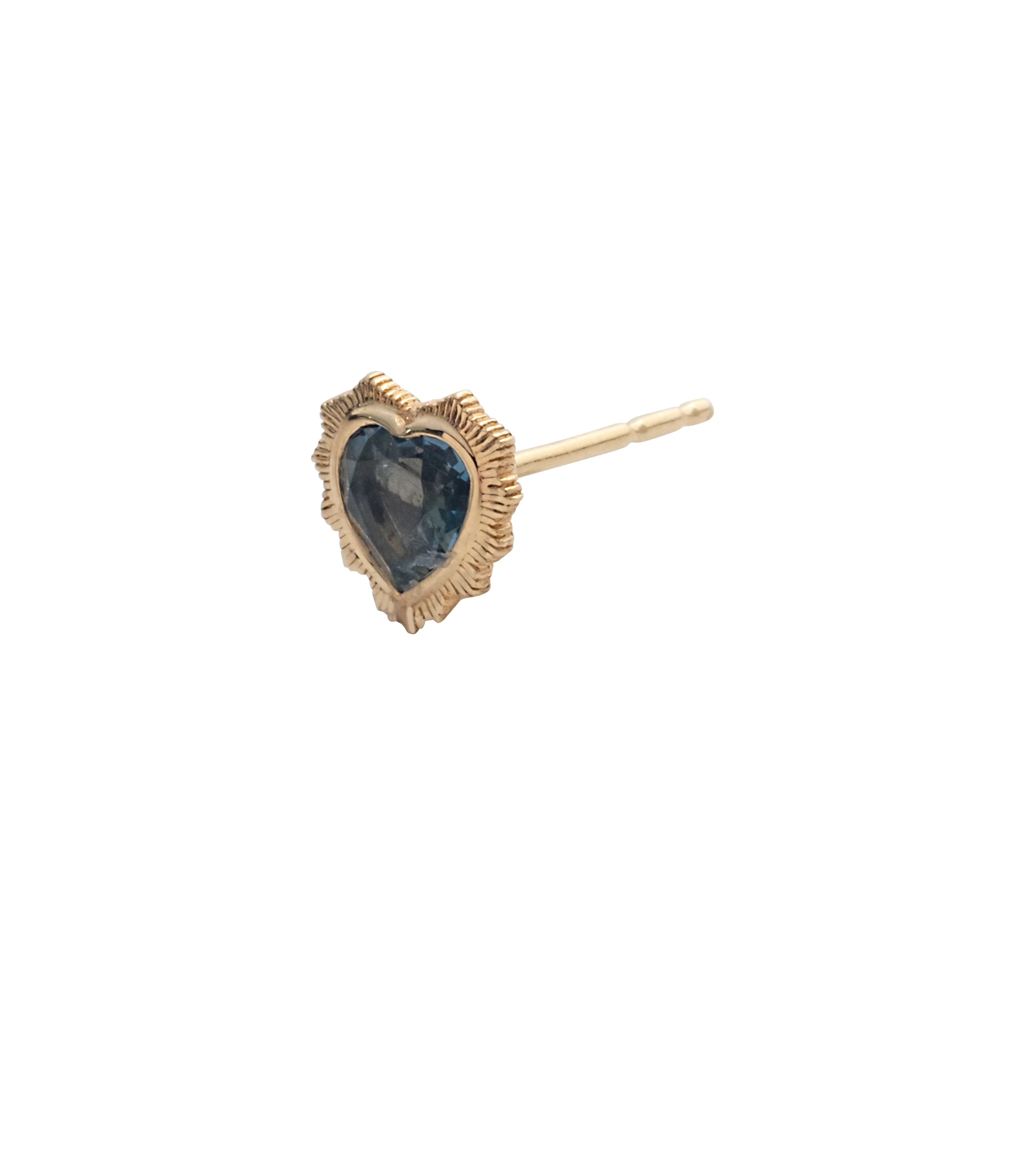 Heart: London Blue Topaz Stud