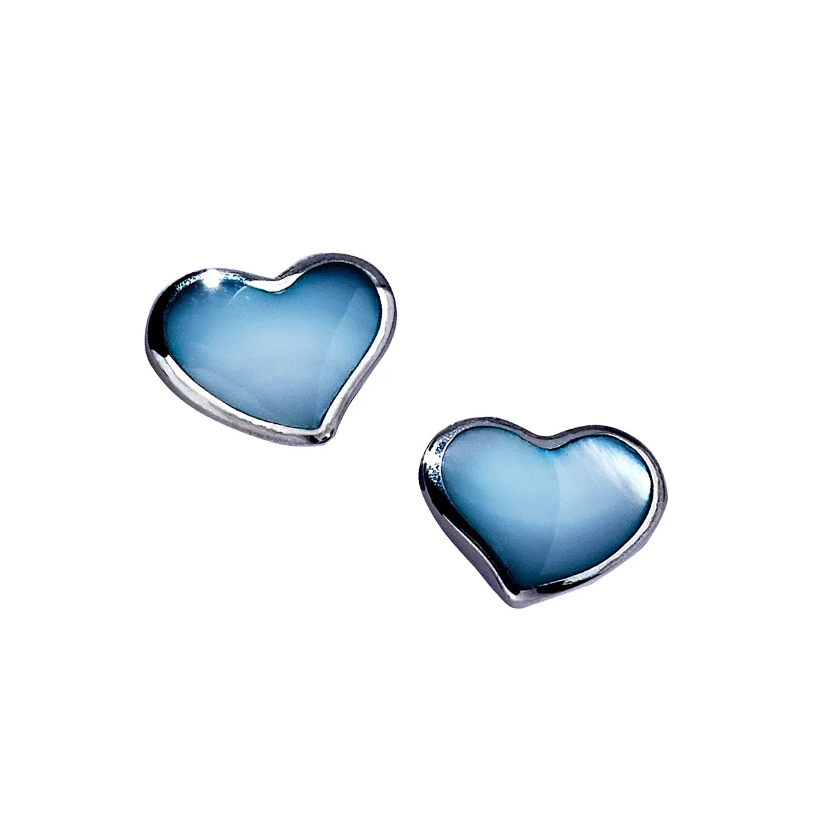 Heart Stud Sterling Silver Gemstone Inlay Earrings