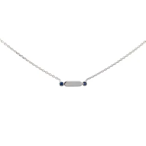 hite Gold Sapphire Bar Pendant Necklace