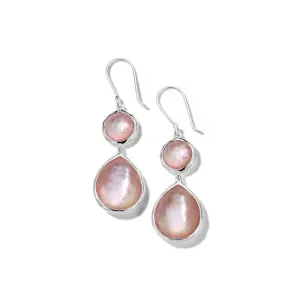 Ippolita Wonderland Brown Shell Double Drop Earrings in Sterling SIlver