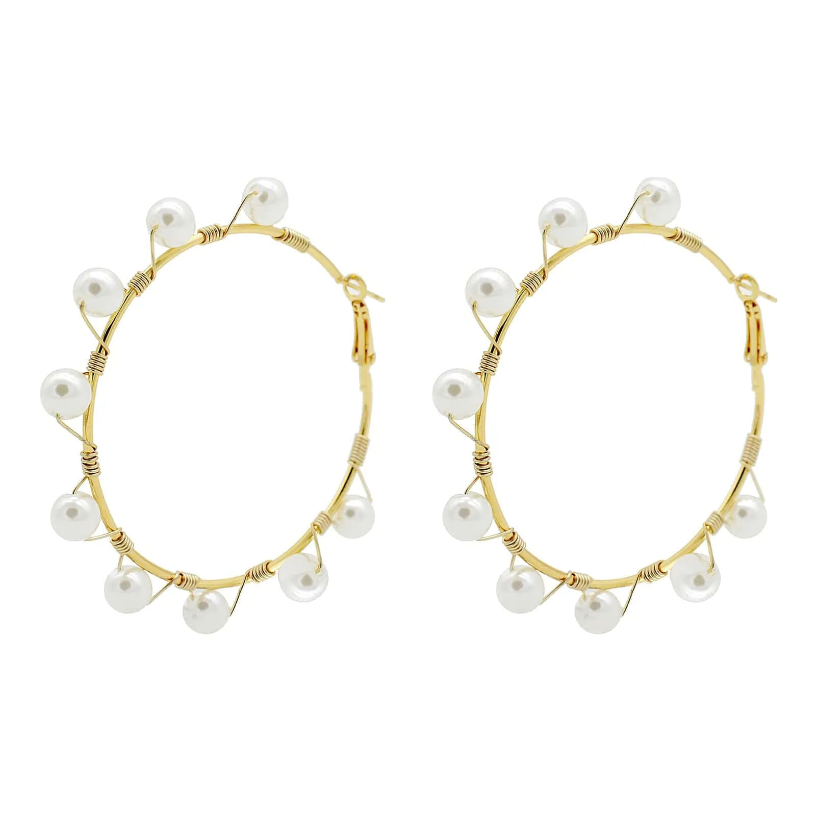 Joker & Witch Glam Pearls Hoop Earrings for Women