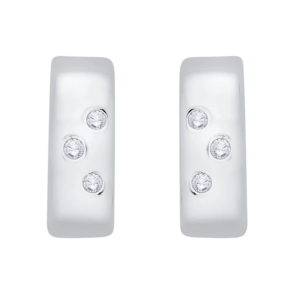 KATARINA 1/10 cttw Bezel Set Diamond Huggie Earrings