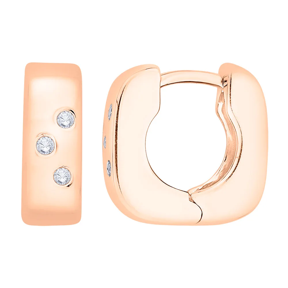 KATARINA 1/10 cttw Bezel Set Diamond Huggie Earrings