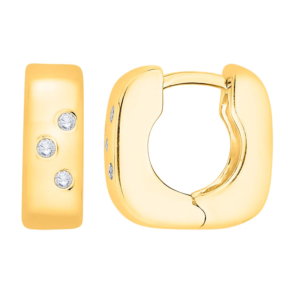 KATARINA 1/10 cttw Bezel Set Diamond Huggie Earrings