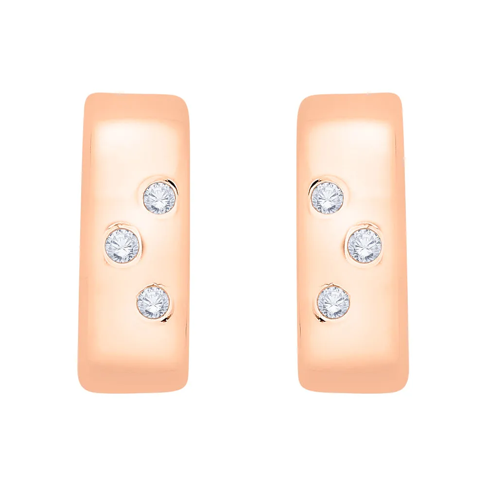 KATARINA 1/10 cttw Bezel Set Diamond Huggie Earrings