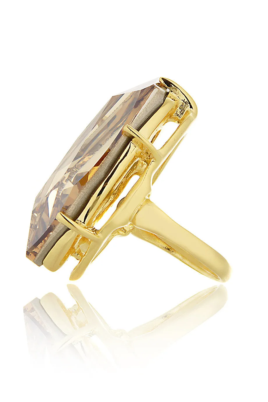 KENNETH JAY LANE JOSEPHINE Hexagonal Citrine Crystal Ring