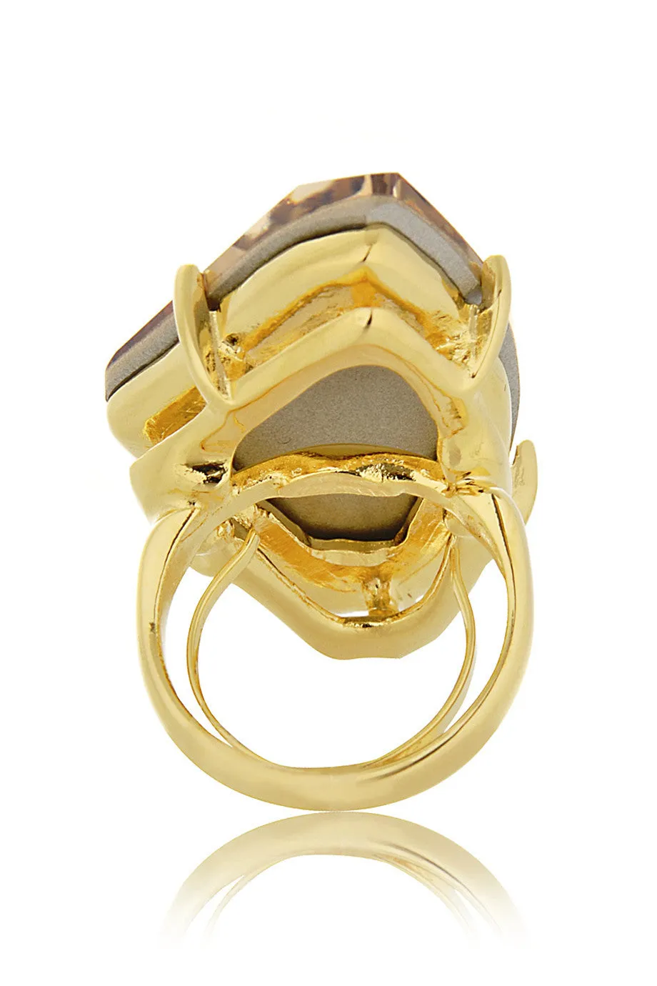 KENNETH JAY LANE JOSEPHINE Hexagonal Citrine Crystal Ring