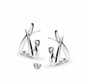 Kit Heath Sterling Silver Entwine Semi Hoop Stud Earrings (SI6084)