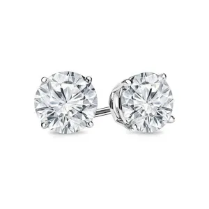 Lab Created White Topaz 6mm Round Cut 925 Sterling Silver Stud Earrings