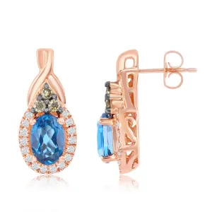 Le Vian Chocolatier® Deep Sea Blue Topaz & Chocolate Diamond Earrings