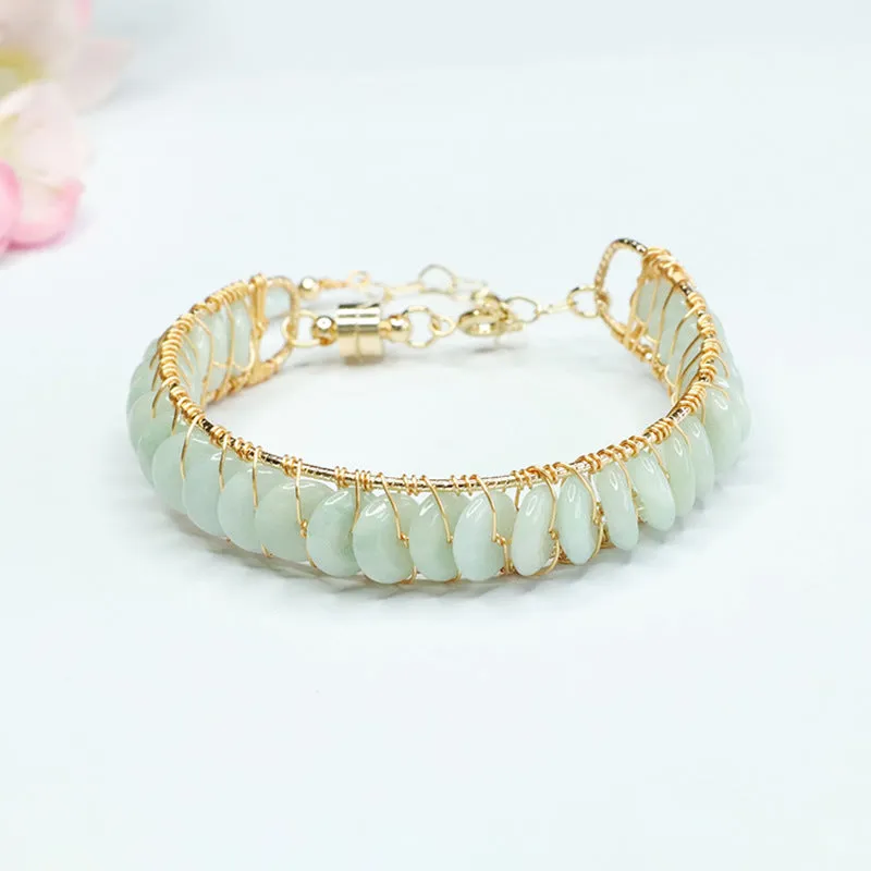 Light Color Jadeite Sterling Silver Bracelet