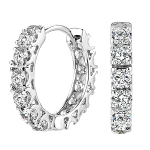 Lila Round CZ Silver Huggie Hoop Earrings