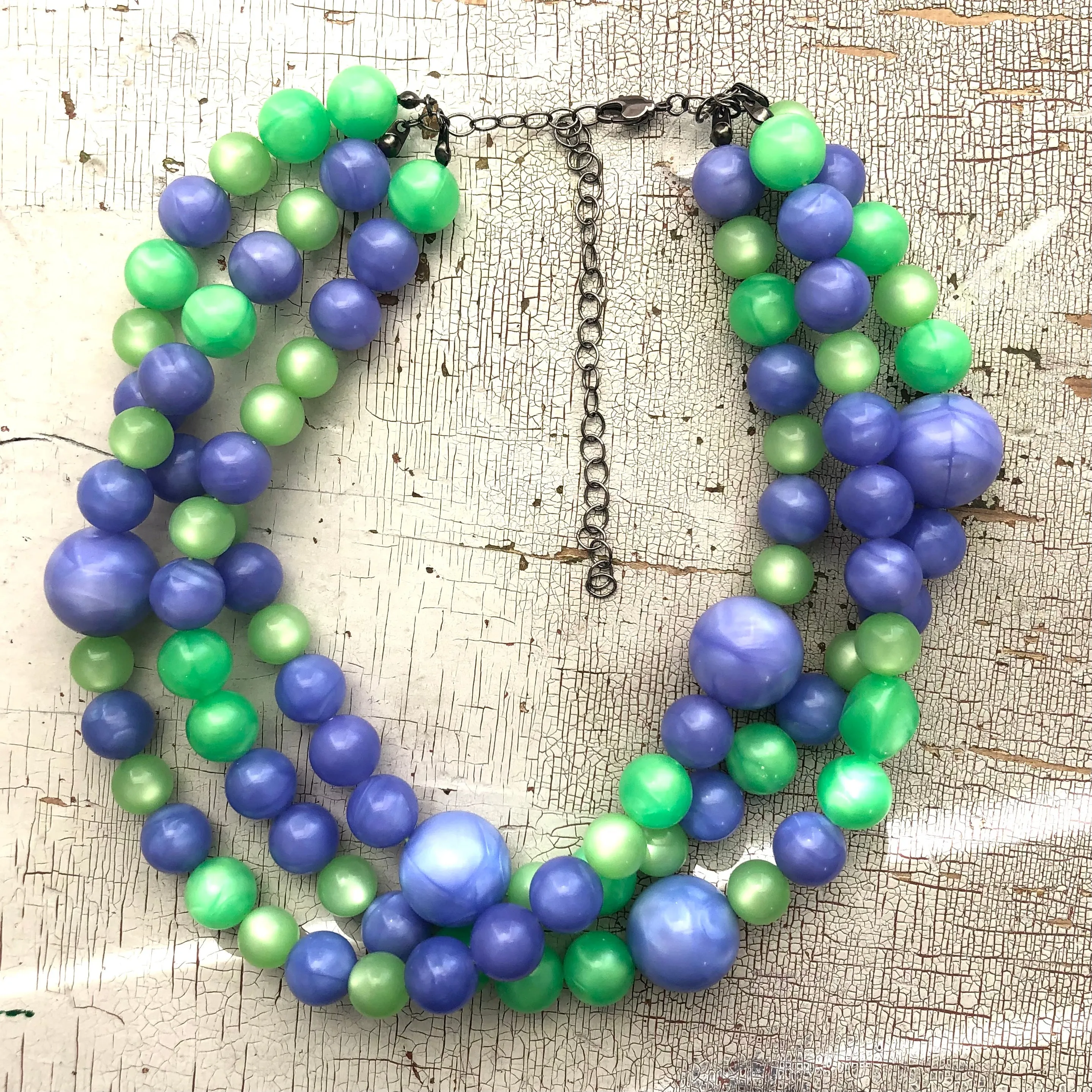 Lilac and Lime Aura Lucite Morgan Necklace