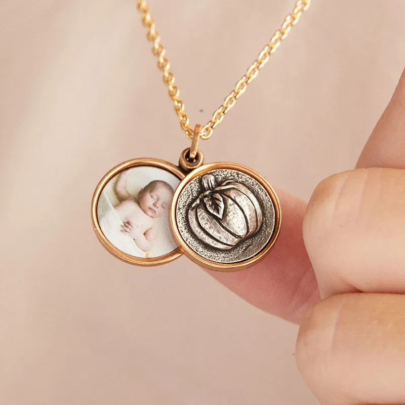 Little Pumpkin Personalized Photo Locket Necklace