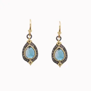 London Blue Topaz & Champagne Diamond Crivelli Hook Earrings