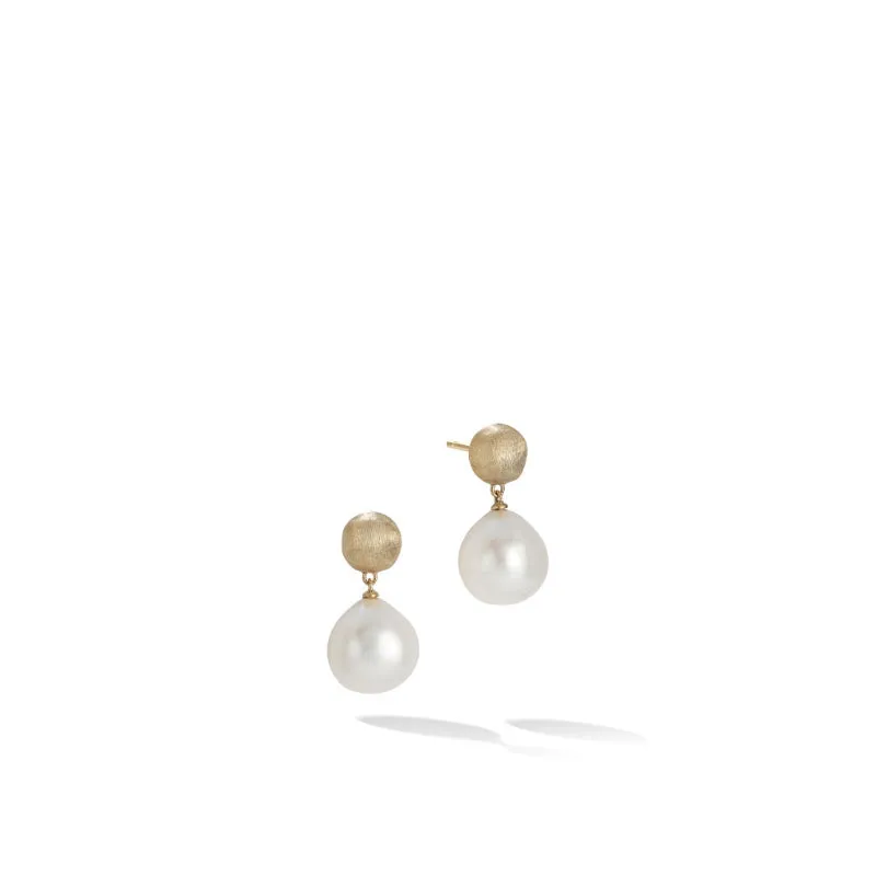 Marco Bicego Africa Collection 18K Yellow Gold and Pearl Drop Earrings