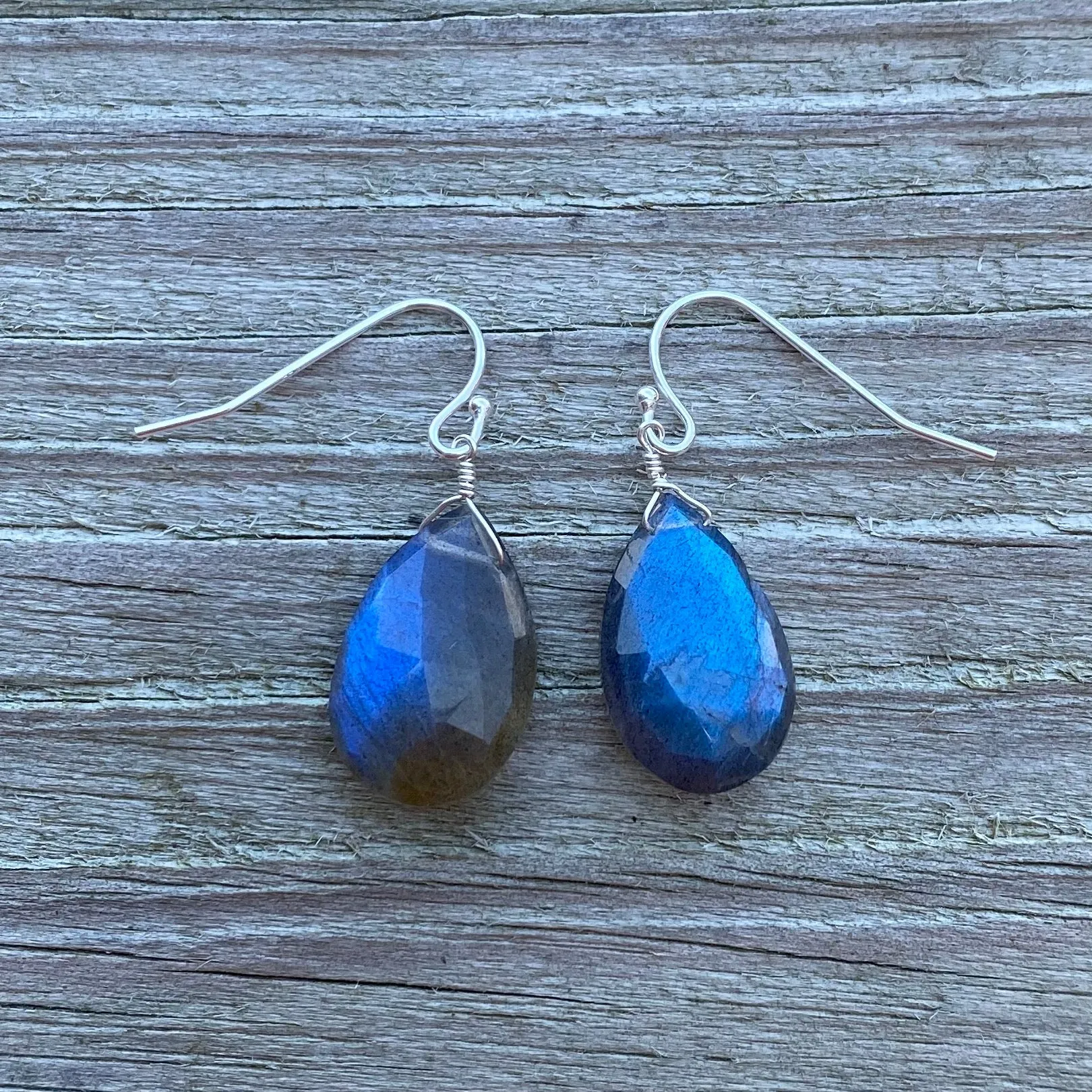 Medium Pear Shaped Labradorite Earrings