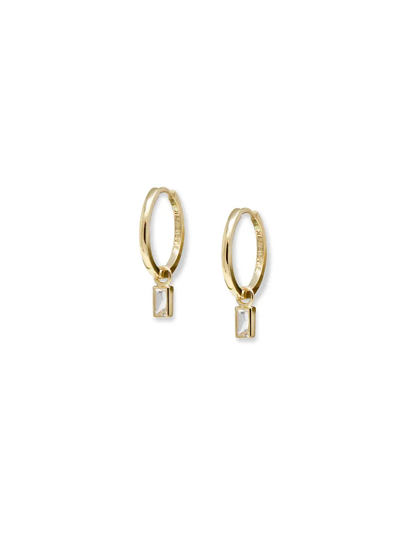 Mel Soldera Baguette Hoop Charm Earrings