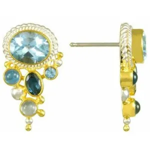 Michou & Blue Topaz & Multi Gemstone Earrings- Cascade Tahoe Blue Collection