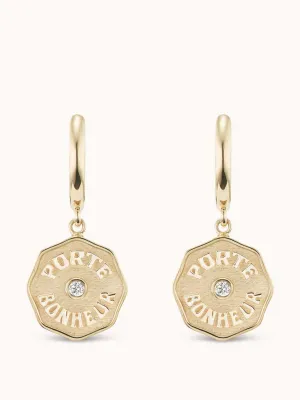 Mini Porte Bonheur earrings in white diamond