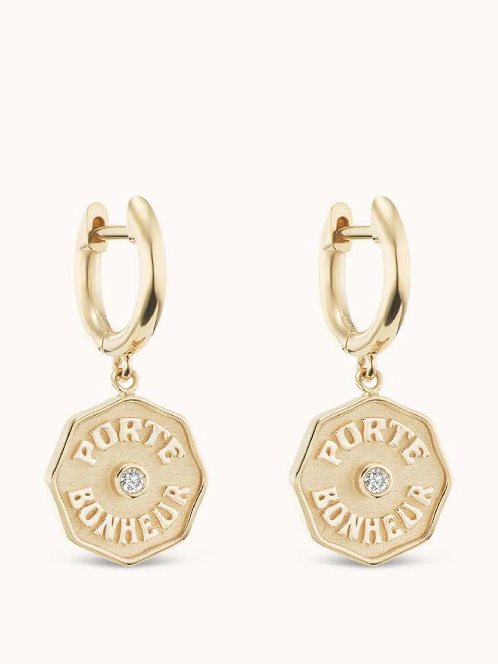 Mini Porte Bonheur earrings in white diamond