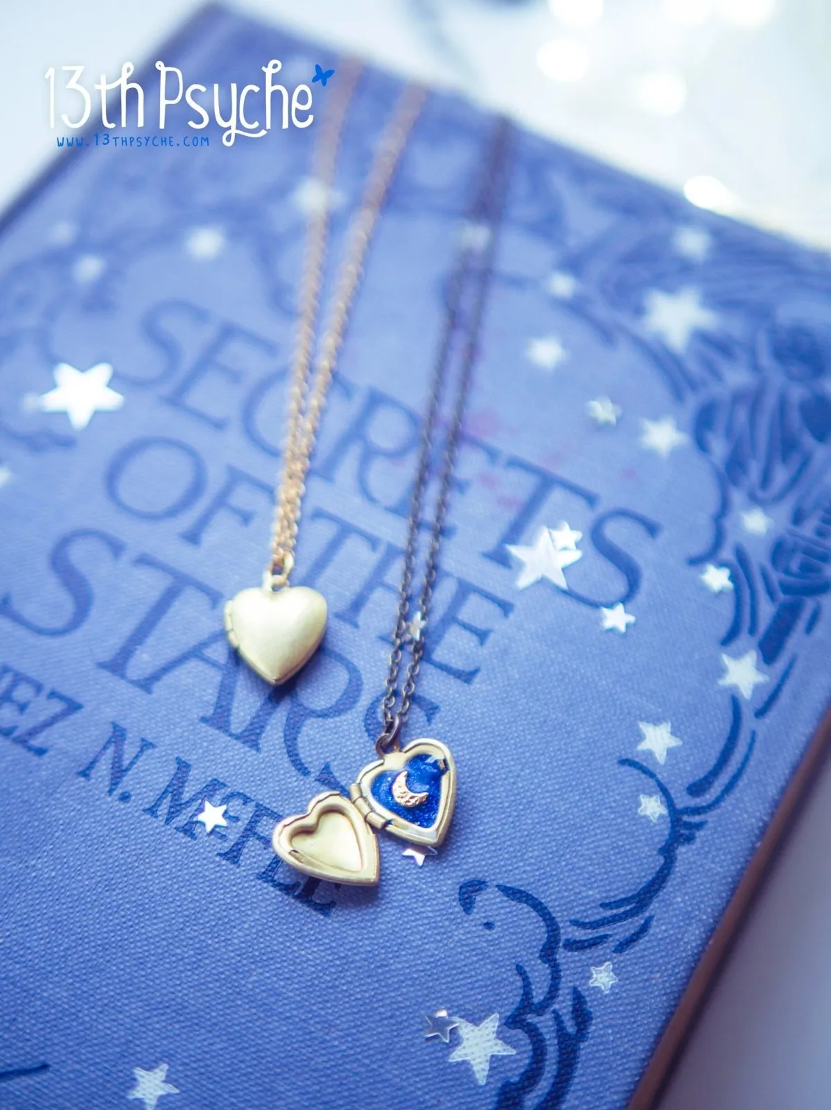 Moon and Stars Heart locket pendant necklace