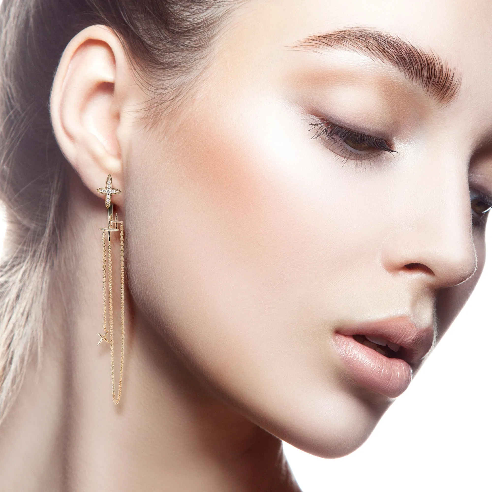 Mozaiku Asymmetric Gemstone Gold Earrings