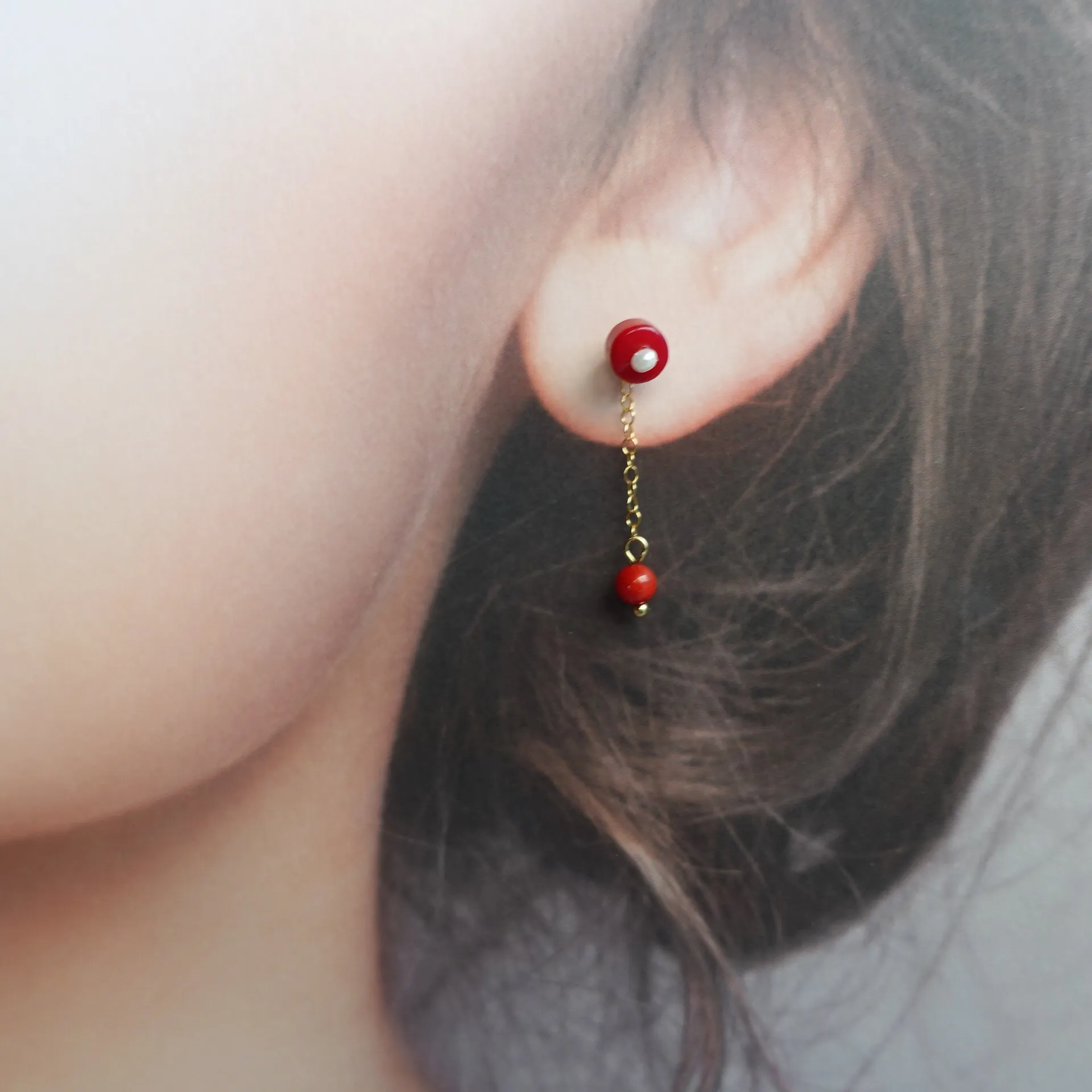 Multi-style Red Coral Studs