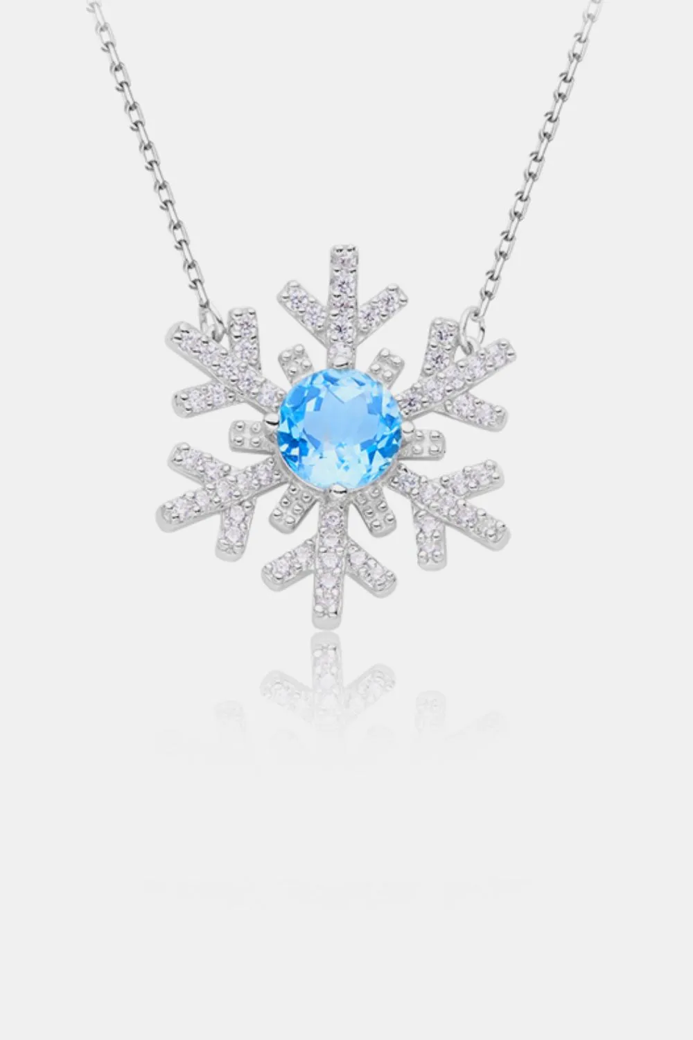 Murray Chain Necklace Blue Topaz Snowflake Shape 925 Sterling Silver Jewelry