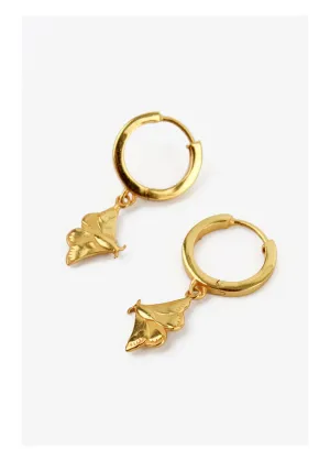 My Doris - Gold Moth Charm Huggie Hoop Earrings