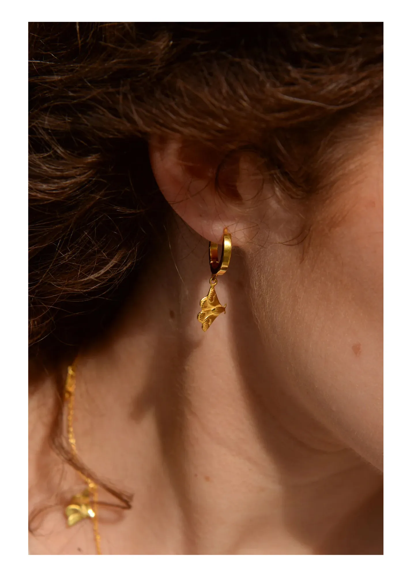 My Doris - Gold Moth Charm Huggie Hoop Earrings