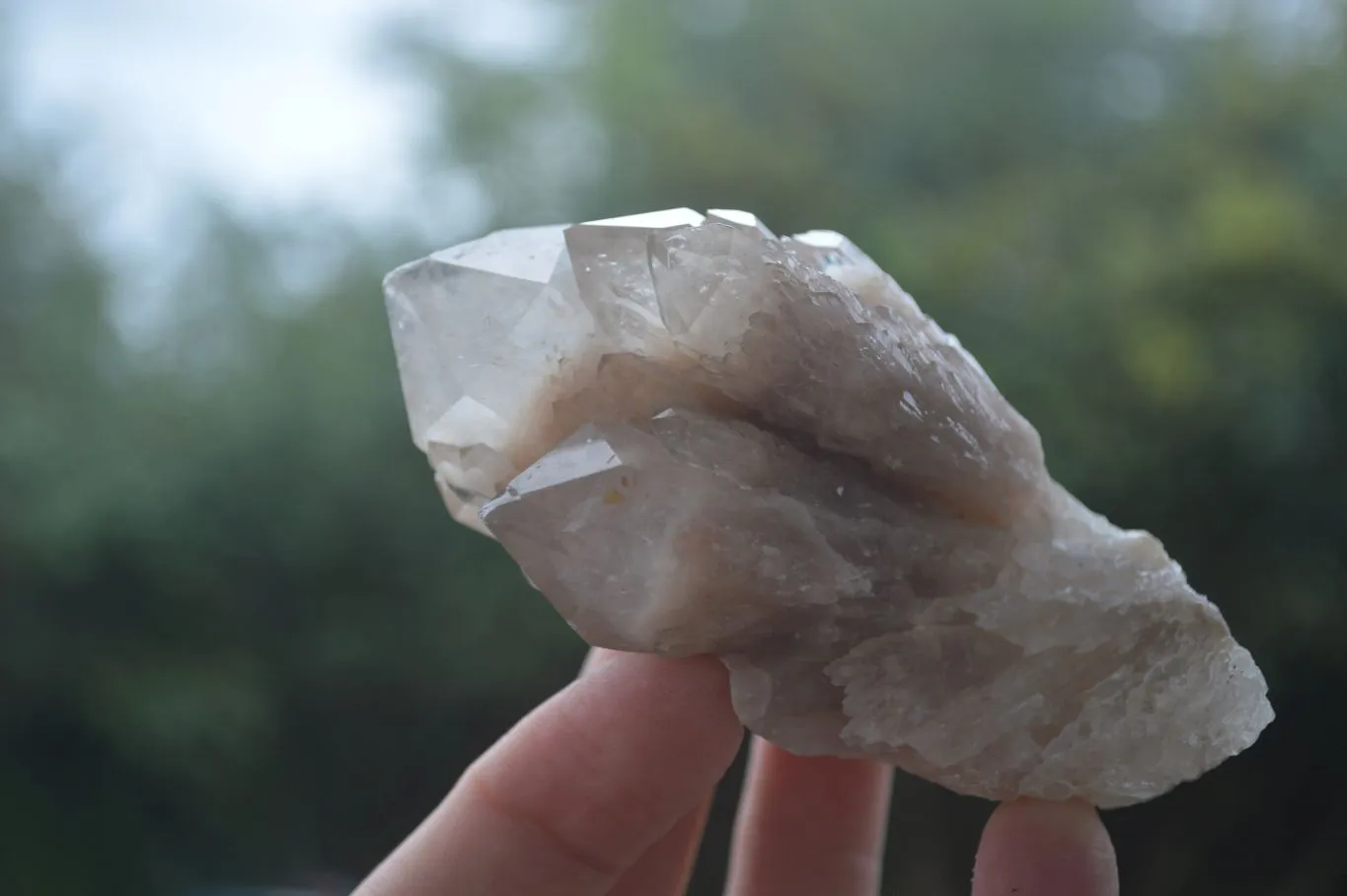 Natural Cascading White Phantom Quartz Clusters x 6 From Luena, Congo