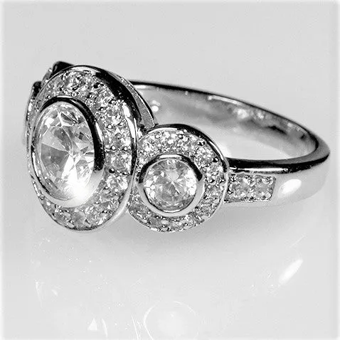 Nikki 2ct Round Tri-Stone CZ Engagement Ring | 7ct