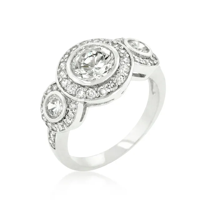 Nikki 2ct Round Tri-Stone CZ Engagement Ring | 7ct